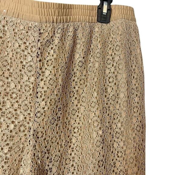 Chicos Womens Lace Overlay Lined Pull On Tapered Leg Tan Beige Pants Ankle 2 / L - Picture 12 of 16